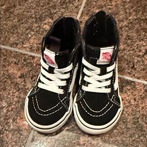 Kids Vans Black and White High-Top Sneakers